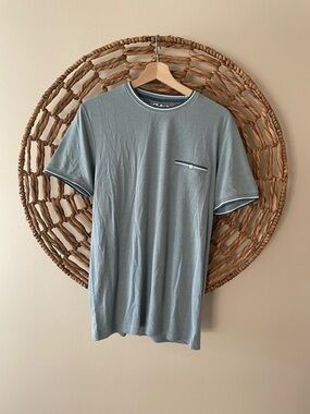 Denim & Flower Crew Neck Pocket Tee - Slate Blue